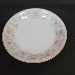 Coupe Soup Bowl Shalimar by Valmont Pink Flower Gray Stems 7 1/2" SHABBYCHIC